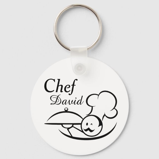 Personalized Illustrated Chef Keychain (Front)