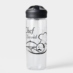Personalized Illustrated Chef Water Bottle