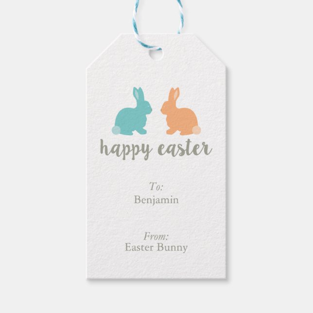 Personalized Illustrated Easter Bunny Gift Tags (Front)