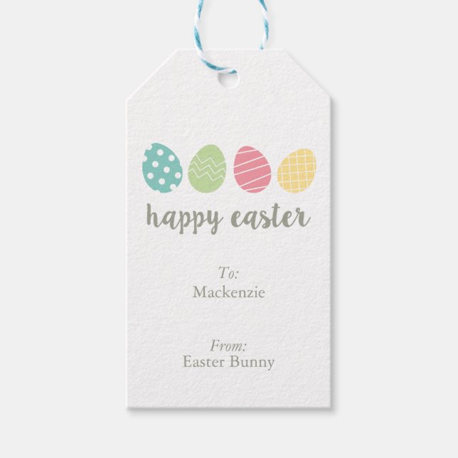 Personalized Illustrated Easter Egg Gift Tags (Front)
