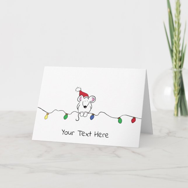 Personalized Illustrated Mouse Christmas Greeting Holiday Card (Front)
