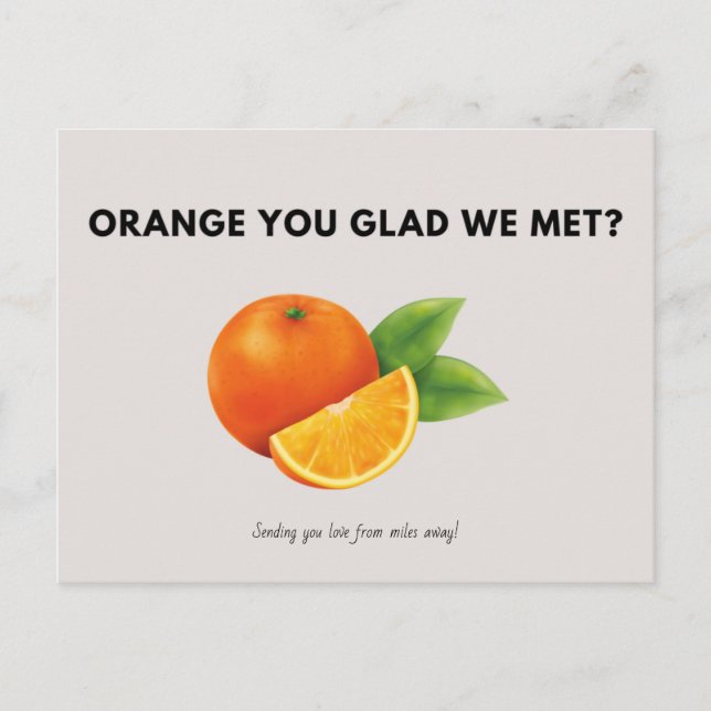 Personalized - Illustrated Oranges Grey Vintage Postcard (Front)
