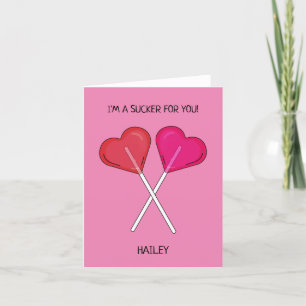Personalized I'm a Sucker For You Heart Lollipop  Holiday Card