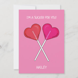 Personalized I'm a Sucker For You Heart Lollipop Holiday Card