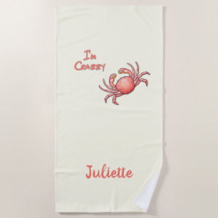 Personalized I'm Crabby Funny Beach Towel