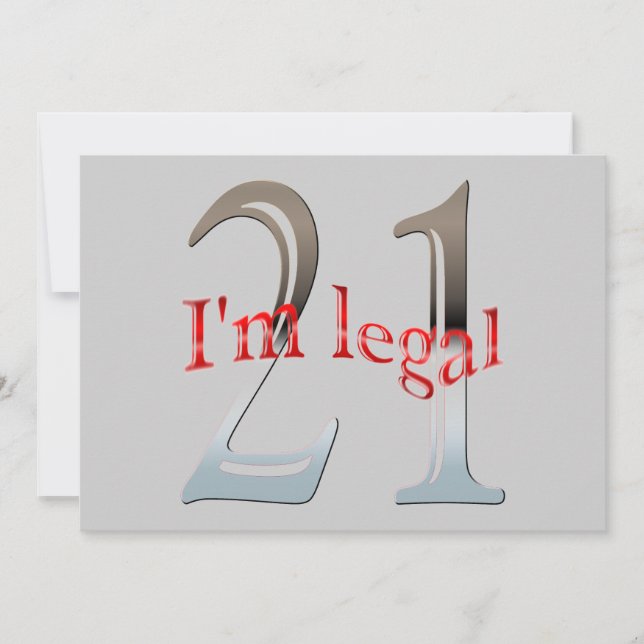 Personalized I'm Legal Funny 21st Birthday Party Invitation (Front)