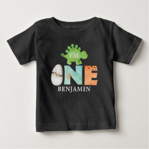 Personalized I'm ONE Dinosaur First Birthday Bab Baby T-Shirt