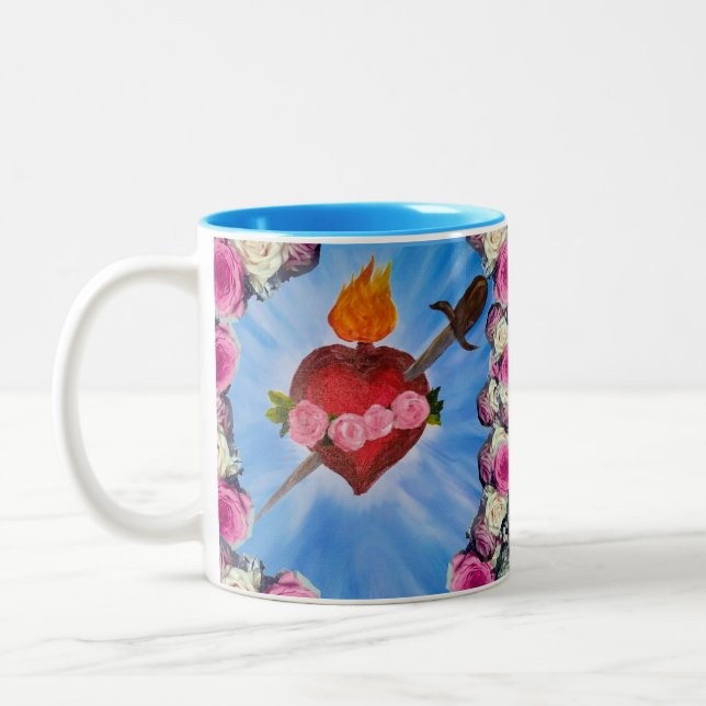 Personalized Immaculate Heart of Mary  Two-Tone Coffee Mug (Left)