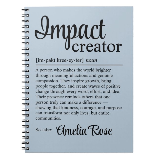 Personalized Impact Creator Definition Thank You Notebook (Front)
