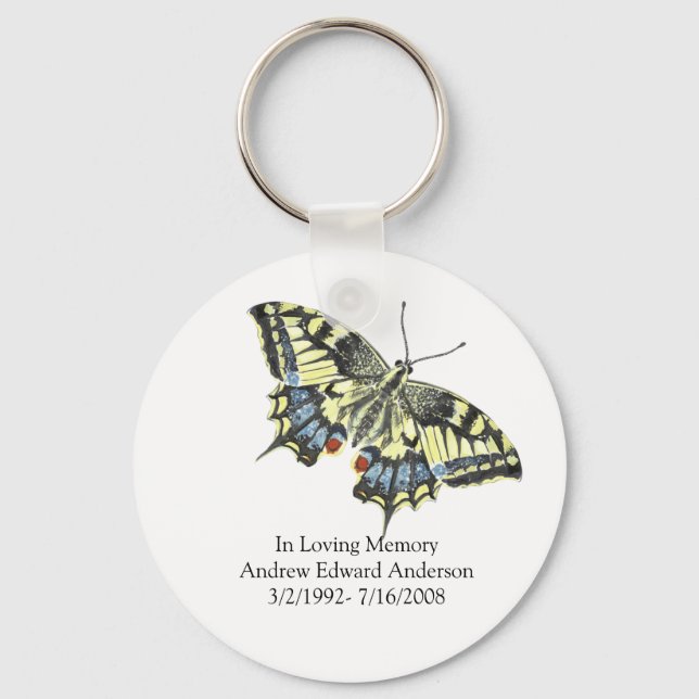 Personalized In Loving Memory Butterfly Memorial Keychain (Front)
