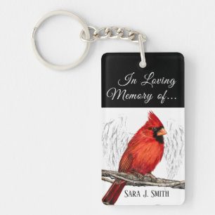 Personalized In Loving Memory Cardinal Keychain