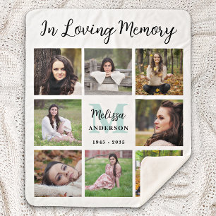 Personalized In Loving Memory Photo Collage Sherpa Blanket