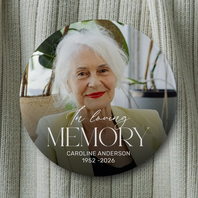 Personalized In Loving Memory Photo Memorial 2 Inch Round Button (Creator Uploaded)
