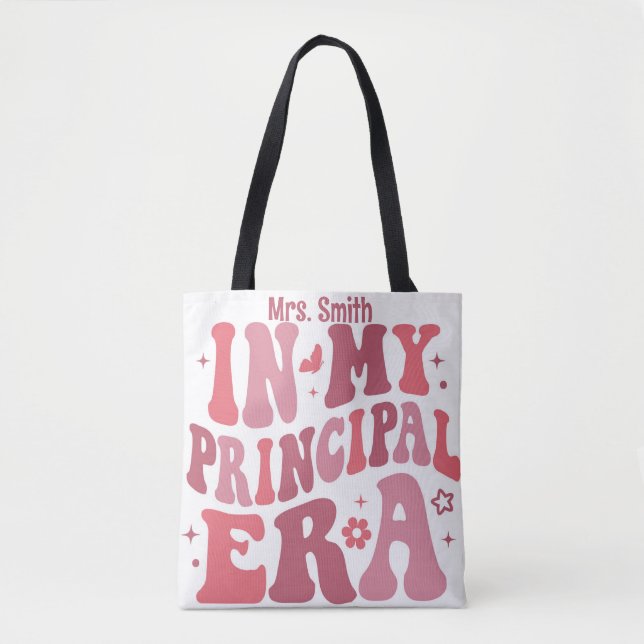 Personalized In My Principal Era Pink retro Tote Bag (Front)