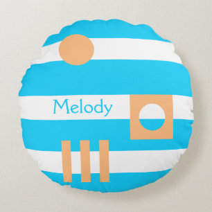 Personalized In The Moonlight Cyan Peach Baby Round Pillow