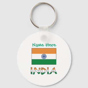 Personalized India Flag Aluminum Keychain