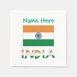 Personalized India Flag Cocktail Napkin