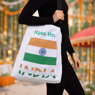 Personalized India Flag Crossbody Bag  