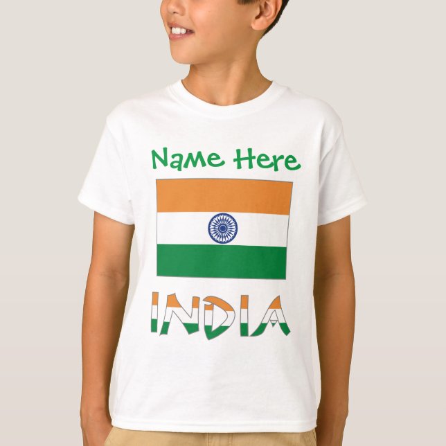 Personalized India Flag Gift Boys T-Shirt (Front)