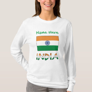 Personalized India Flag Gift Long Sleeve Women's T-Shirt