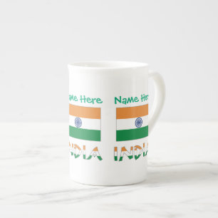 Personalized India Flag Name Bone China Mug