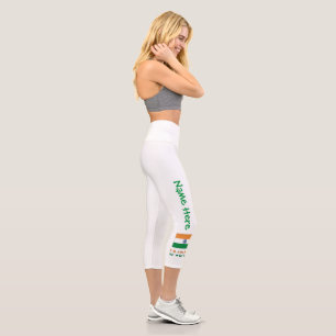 Personalized India Flag Name Capri Leggings
