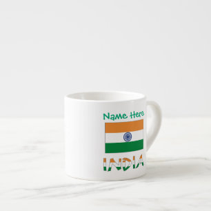Personalized India Flag Name Espresso Cup