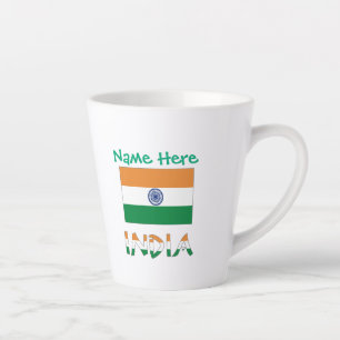 Personalized India Flag Name Latte Mug