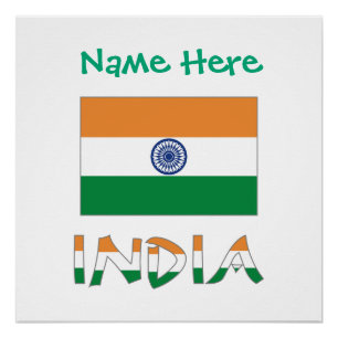 Personalized India Flag Name Poster