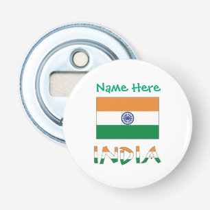 Personalized India Flag Round Bottle Opener