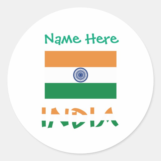 Personalized India Flag Round  Classic Round Sticker (Front)