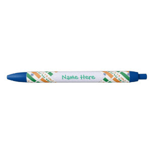 Personalized India Flag Tiled Black Ink Pen