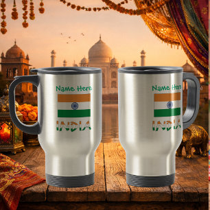 Personalized India Flag Travel Mug