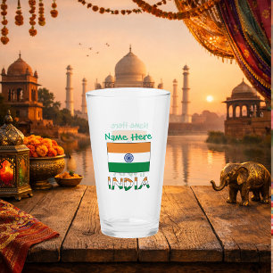 Personalized India Flag Two‑Sided Design Glass