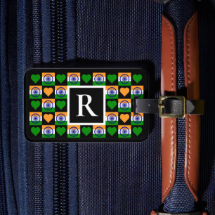 Personalized Indian Flag Custom Text Letter India Luggage Tag