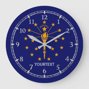 Personalized Indiana State Flag Design on Large Clock