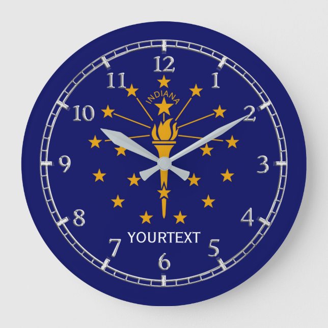 Personalized Indiana State Flag Design on Large Clock (Front)
