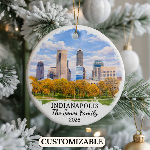Personalized Indianapolis Ornament, Custom Indiana Ceramic Ornament