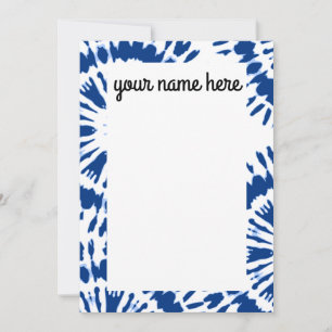 Personalized Indigo Blue Tie Dye Notecards