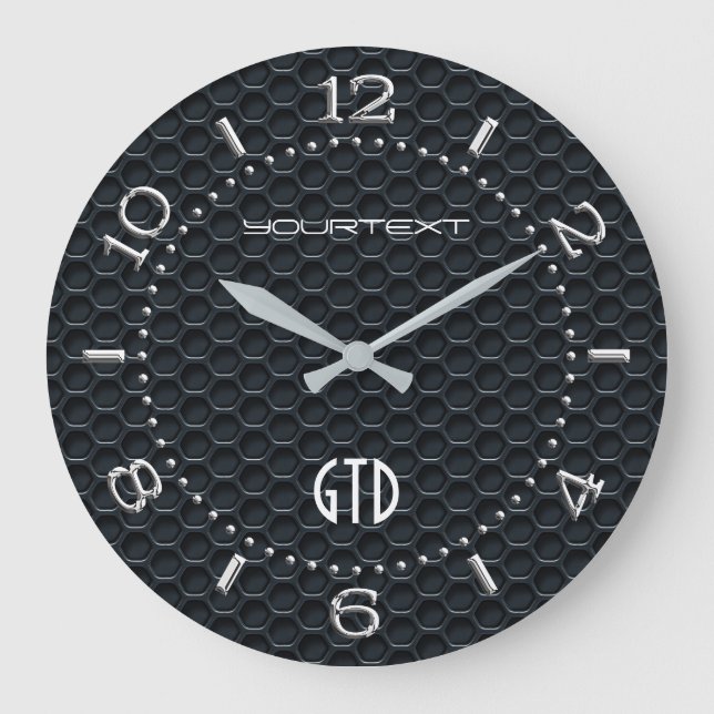 Personalized Industrial Automotive Textures Black Large Clock (Front)