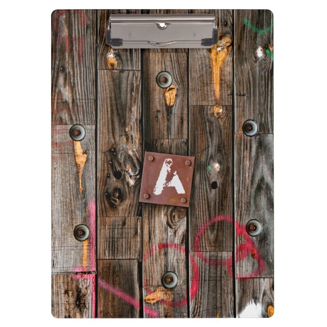Personalized Industrial Rustic Wood Clipboard (Front)