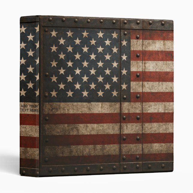 Personalized Industrial Stars & Stripes Binder (Front/Spine)