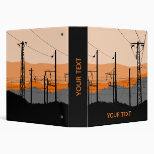 Personalized Industrial Sunset Power Lines Binder