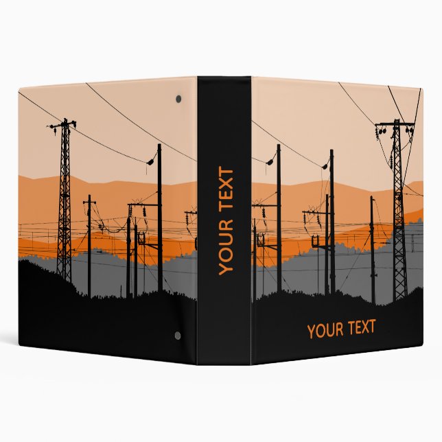 Personalized Industrial Sunset Power Lines Binder (Background)