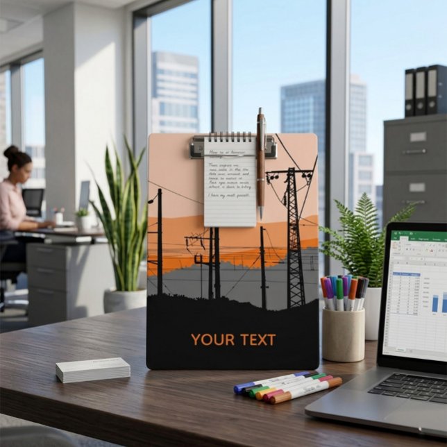 Personalized Industrial Sunset Power Lines Clipboard (Creator Uploaded)