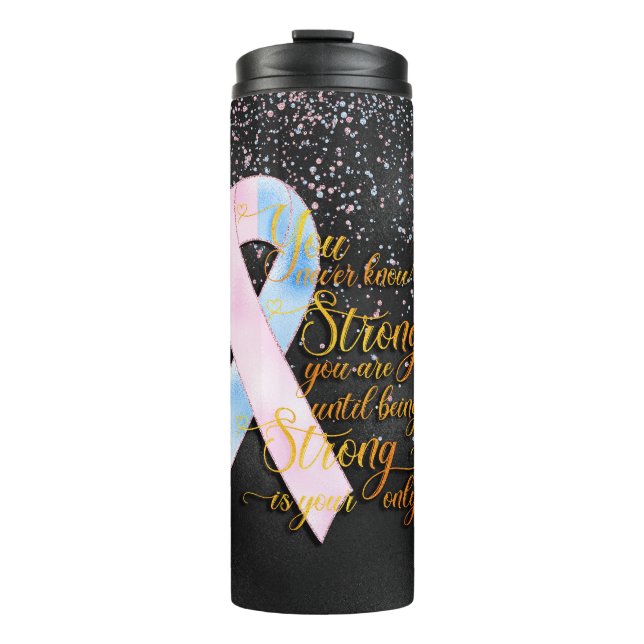 Personalized Infertility Aware Pink & Blue Ribbon Thermal Tumbler (Front)