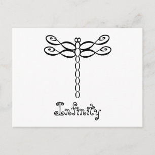 Personalized Infinity Dragonfly black design Postcard