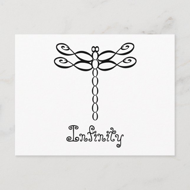 Personalized Infinity Dragonfly black design Postcard (Front)