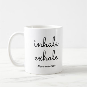 Personalized Inhale Exhale Calm Breathe Minimalist Coffee Mug