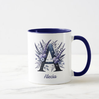 Personalized Initial A Floral Custom Name Monogram Mug